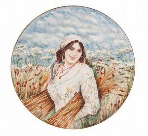 Piatto in ceramica Mietitrice abruzzese, Ceramiche Liberati