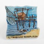 Calamita a rilievo trabocco, dipinto a mano, Ceramiche Liberati
