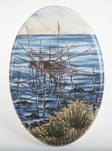 Ovale in ceramica da muro con trabocco a stampa digitale, Ceramiche Liberati