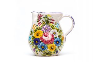 Brocca o caraffa in ceramica artigianale, decoro Fioraccio, Ceramiche Liberati
