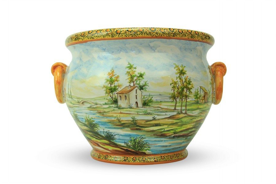 49cit_vaso-grande-in-ceramica-con-paesaggio-e-manici_ceramiche-liberati Vaso grande in ceramica italiana con manici e decoro Paesaggio di Ceramiche Liberati