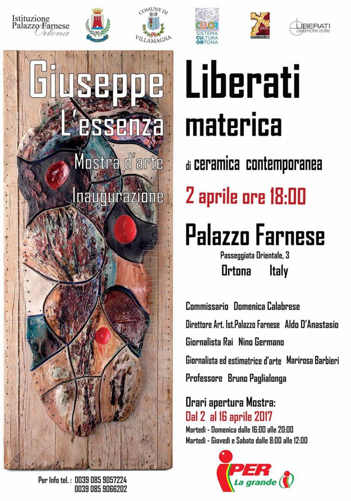 Locandina Evento Ceramica contemporanea "L'Essenza materica" di Giuseppe Liberati