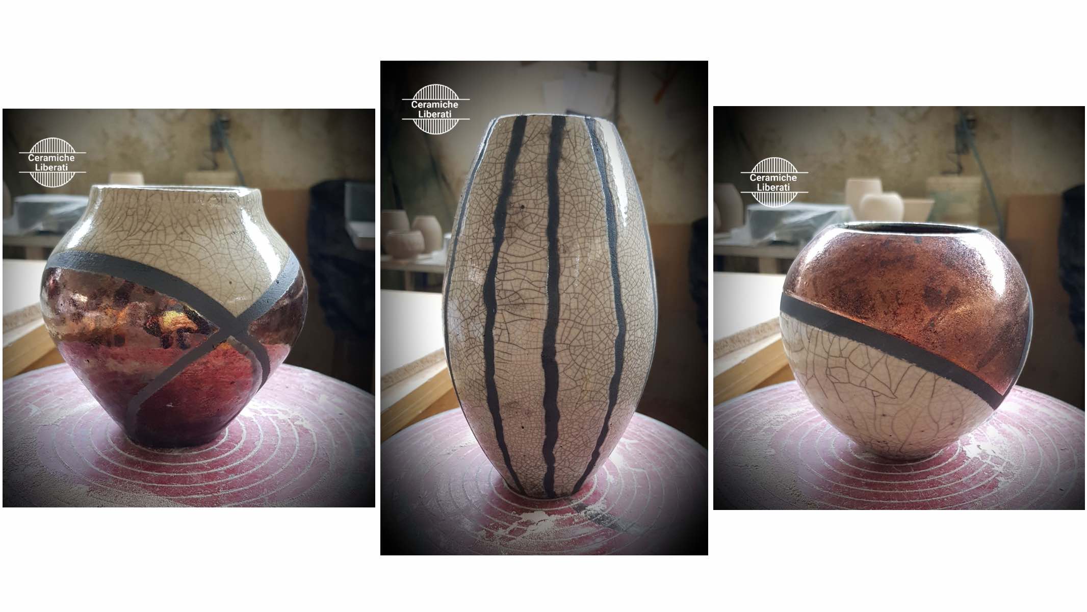 Vasi in ceramica realizzati con la tecnica raku - Ceramiche Liberati