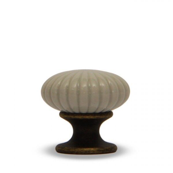 Pomello in ceramica modello Astra bianco con base in bronzo
