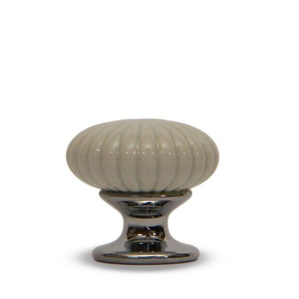 Pomello in ceramica modello Astra bianco con base in cromo