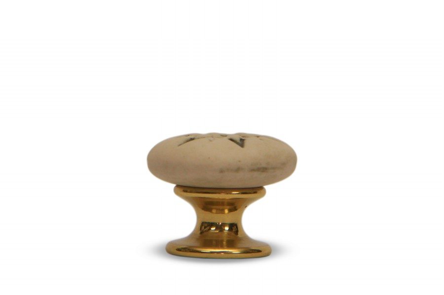 Pomello in ceramica Stella anticato base ottone