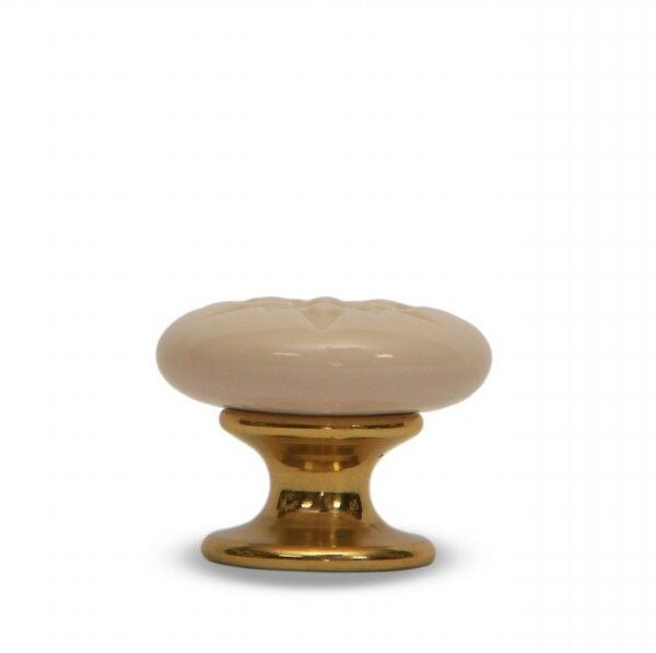 Pomello in ceramica Stella rosa base ottone