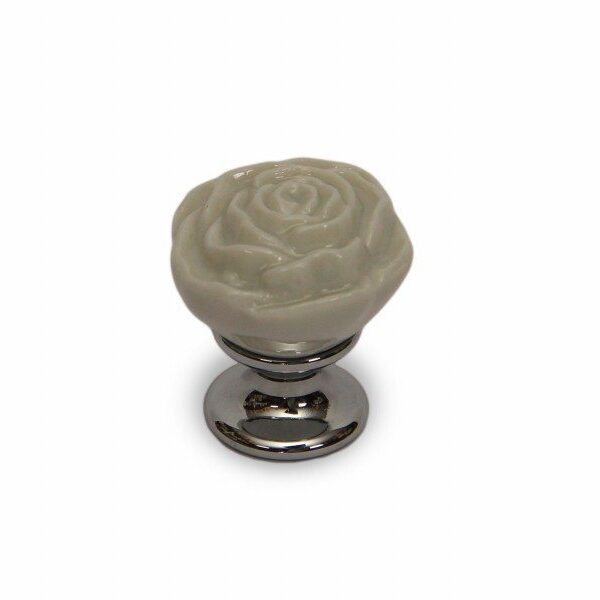 Pomello in ceramica modello Rosa color bianco base in cromo