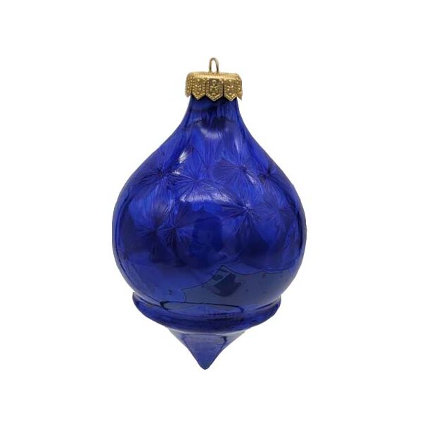 Pallina di Natale in ceramica a pendolo con cristalli blu