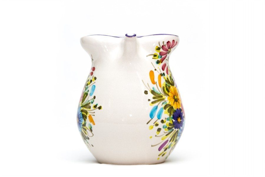 120MIT Brocca in ceramica italiana con decoro abruzzese Fioraccio colorato Ceramiche Liberati