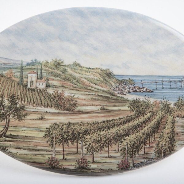 Ovale da muro in ceramica Paesaggio a stampa