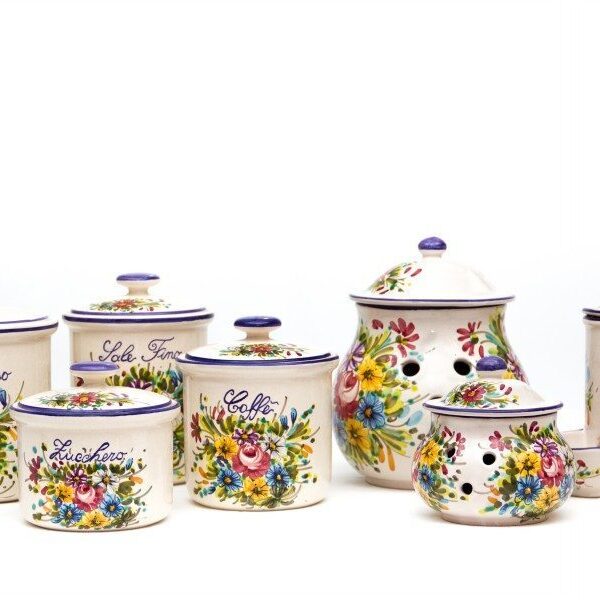 Set barattoli in ceramica per cucina Fioraccio