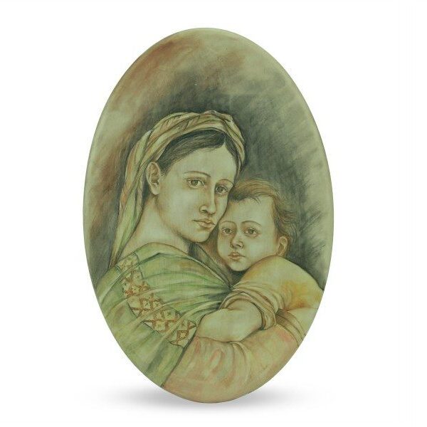 Ovale in ceramica Madonna della Seggiola - Iconografia