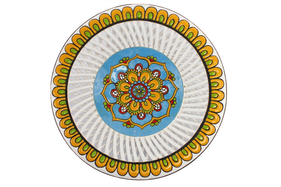 31CFI Centrotavola in ceramica cuerda seca con intreccio Ceramiche Liberati