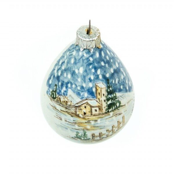 Pallina di Natale in ceramica a goccia, paesaggio
