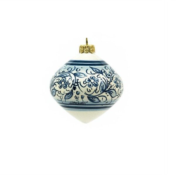 Pallina di Natale in ceramica "trottola", blu Teate