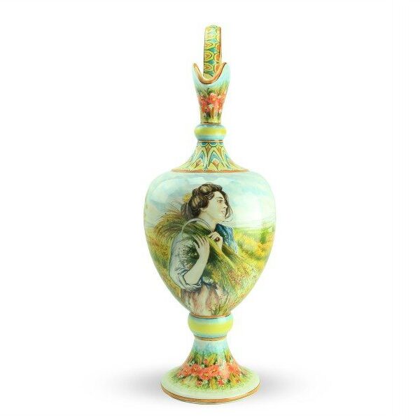 Anfora in ceramica Paesaggio e Mietitrice veneta