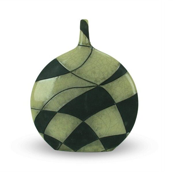 Bottiglia in ceramica Raku a scacchiera