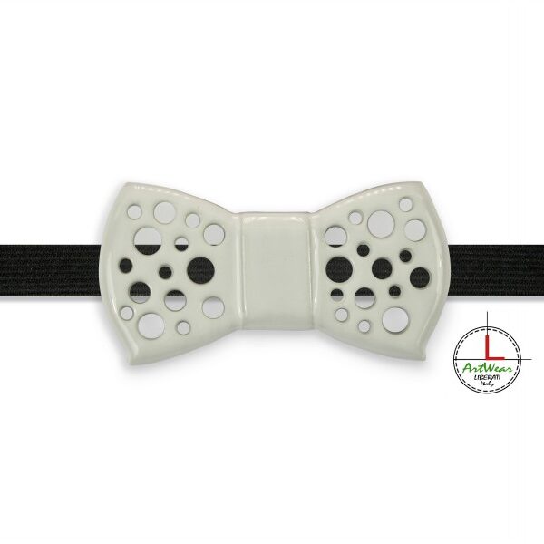Papillon in ceramica unisex modello Romantico "Traforato", colore bianco
