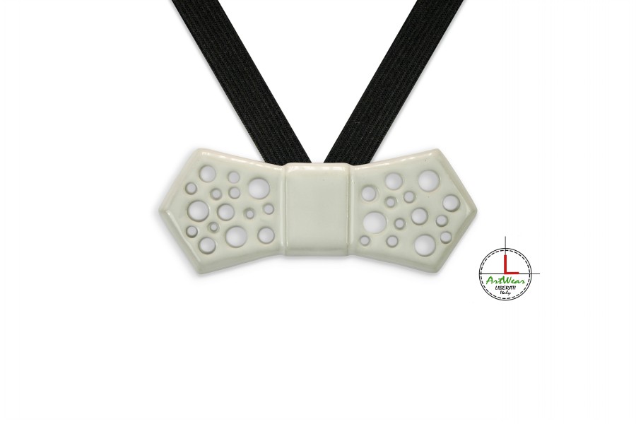 47ETRB Papillon in ceramica artigianale modello Evo Traforato colore Bianco Ceramiche Liberati ArtWear