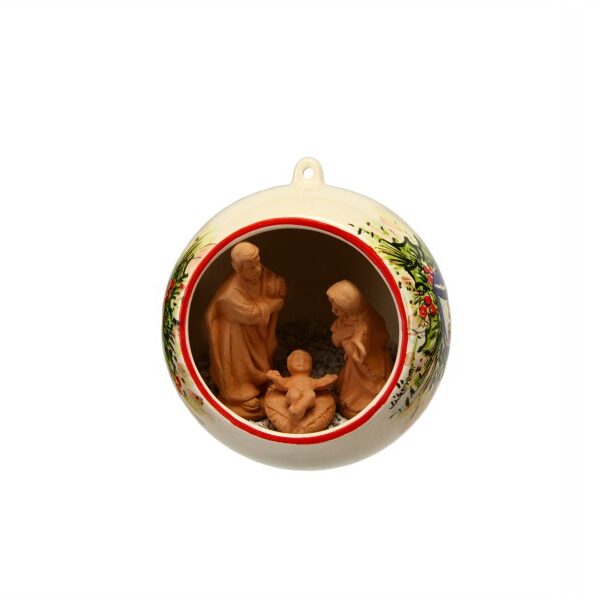 Sfera ceramica con Presepe natività incorporato, lanterne colorate