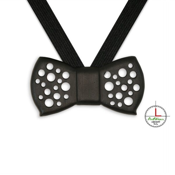 Papillon in ceramica unisex modello Romantico "Traforato", colore nero