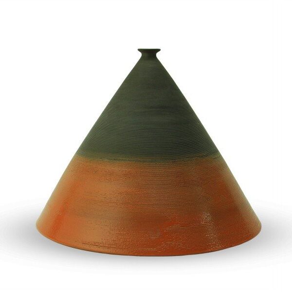Vaso da design in argilla nera a piramide larga