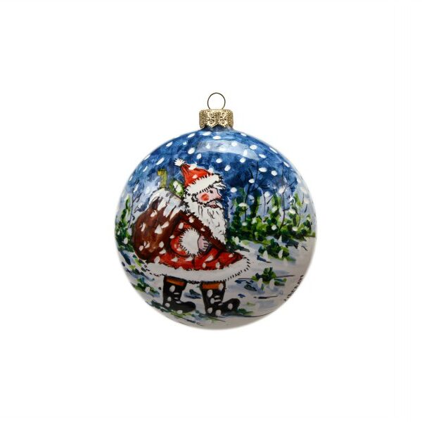Pallina in ceramica con Babbo Natale dipinto a mano