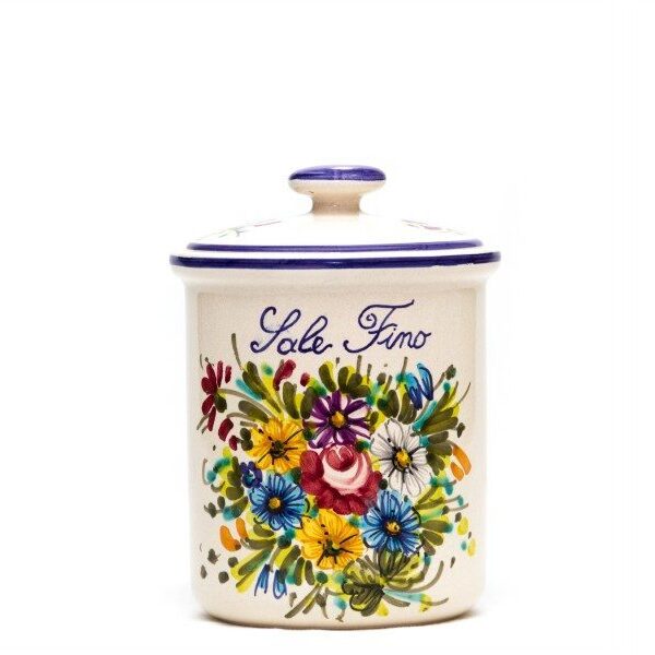 Barattolo in ceramica per sale fino fioraccio