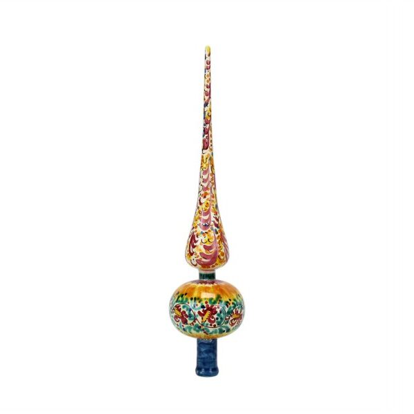 Puntale in ceramica per albero di Natale con decoro a fascia colorata
