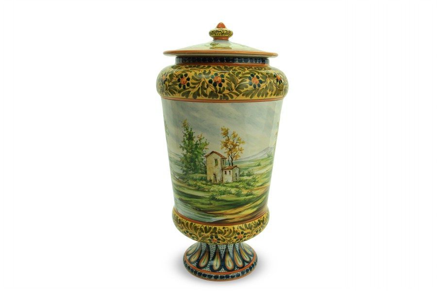60CIT_Vaso-da-farmacia-in-ceramica-artigianale-con-coperchio-Paesaggio_Ceramiche-Liberati-.jpg 60CIT Vaso da farmacia in ceramica artigianale con coperchio Paesaggio Ceramiche Liberati
