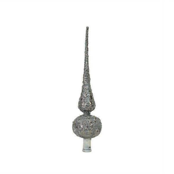 Puntale in ceramica per albero di Natale grigio con platino