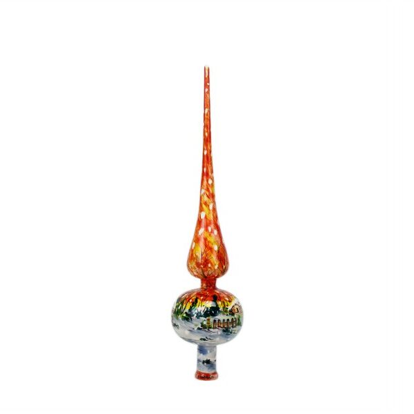 Puntale in ceramica per albero di Natale con paesaggio a colori