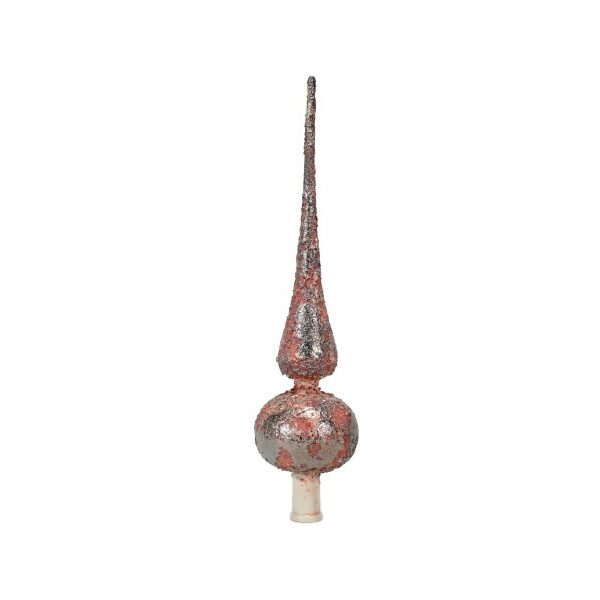 Puntale in ceramica per albero di Natale platino su sfondo rosa