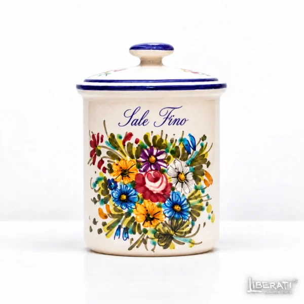 Barattolo in ceramica per sale fino fioraccio