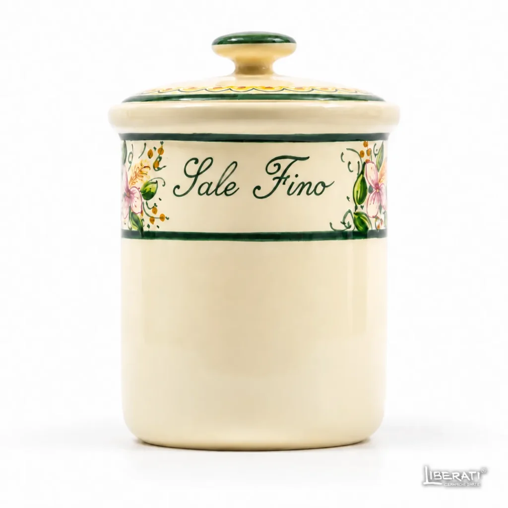 Barattolo in ceramica per sale fino orchidea