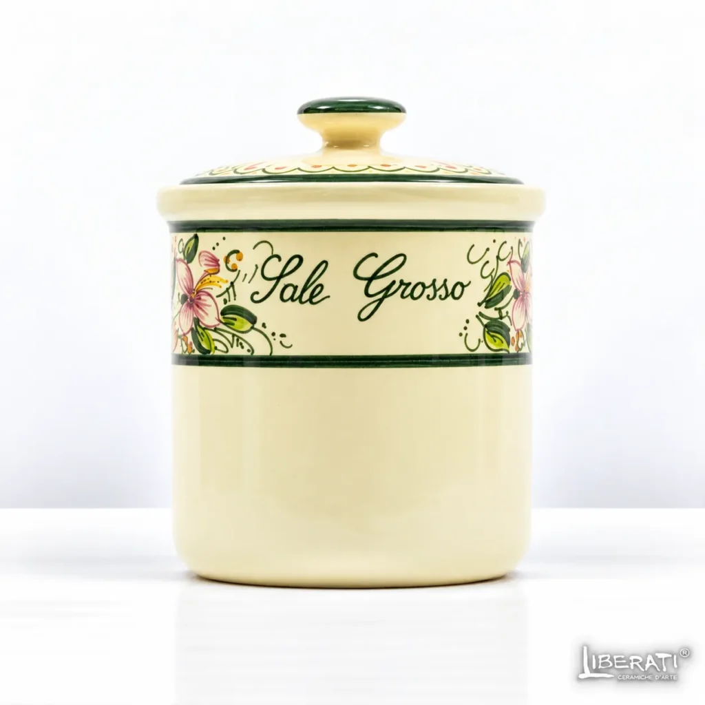 Barattolo in ceramica per sale grosso orchidea