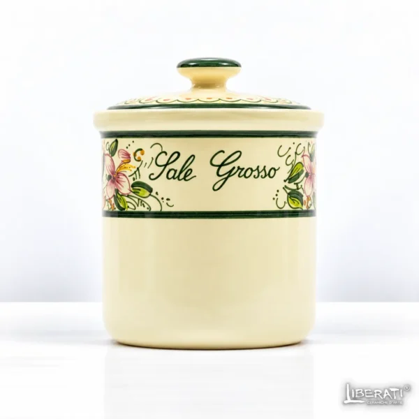 Barattolo in ceramica per sale grosso orchidea