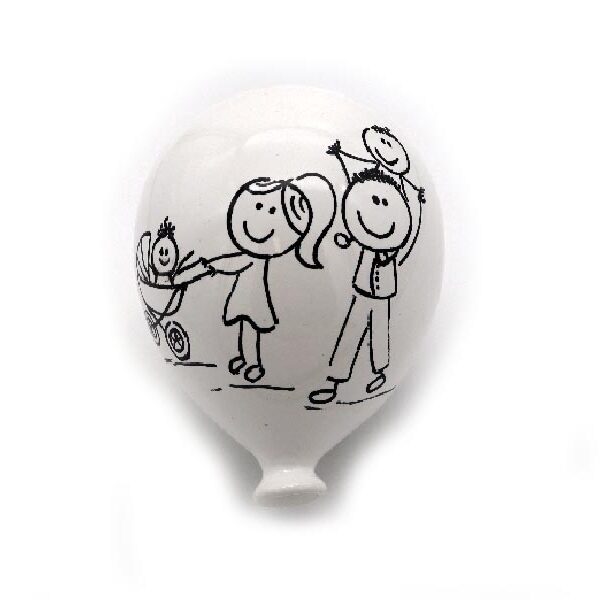 Palloncino in ceramica dipinto a mano con famiglia
