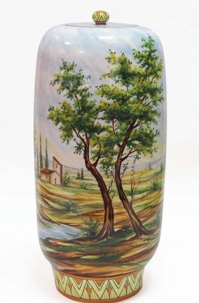 Vaso in ceramica tradizionale paesaggio