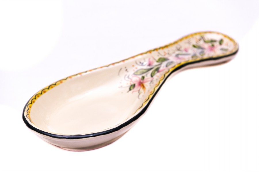 20MIT Poggiamestolo in ceramica decoro a mano tipo orchidea Ceramiche Liberati