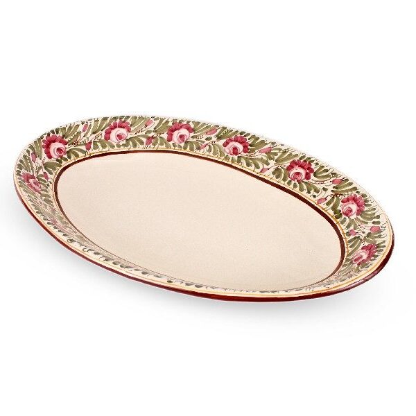 Piatto da portata ovale sperlunga in ceramica Fascia rose
