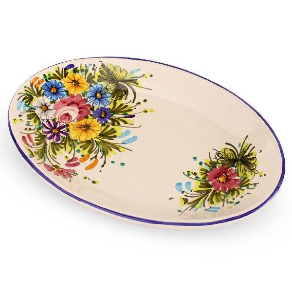 Piatto da portata ovale sperlunga in ceramica Fioraccio
