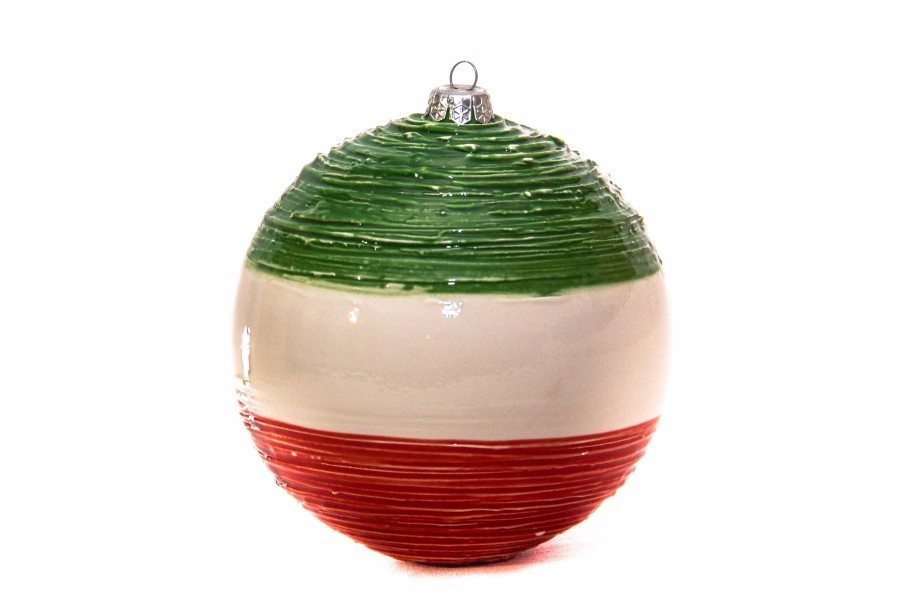 Pallina di Natale tricolore ITALIA in ceramica artistica