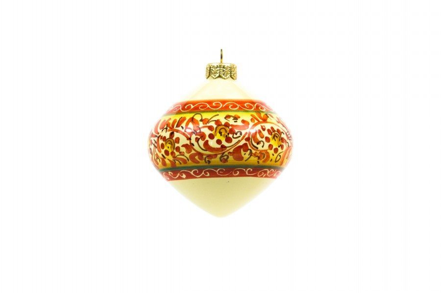 Pallina di Natale in ceramica "trottola" colore principale rosso