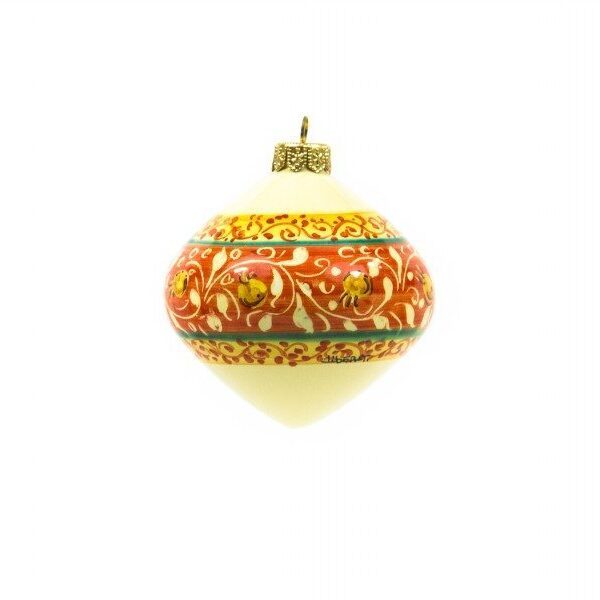 Pallina di Natale in ceramica "trottola" color rosso
