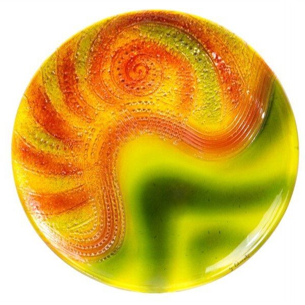 Piatto da muro in ceramica moderna, colori caldi