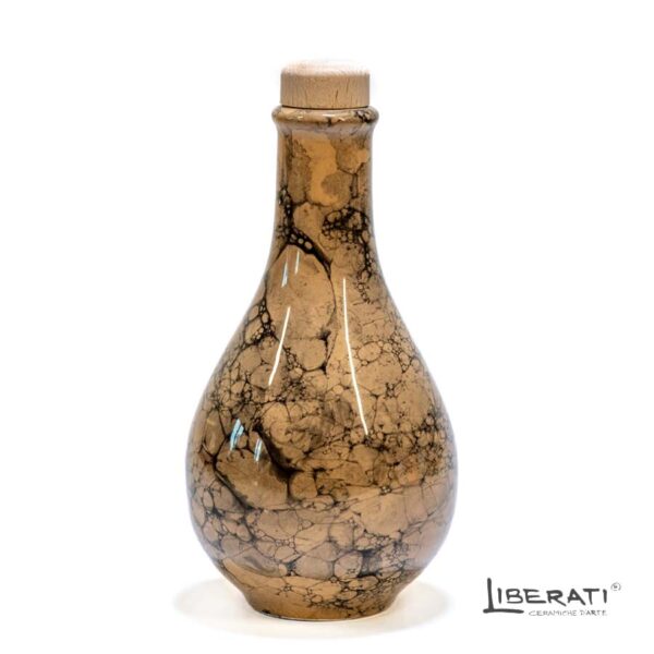Bottiglia in ceramica artistica smalto tortora linea bolle