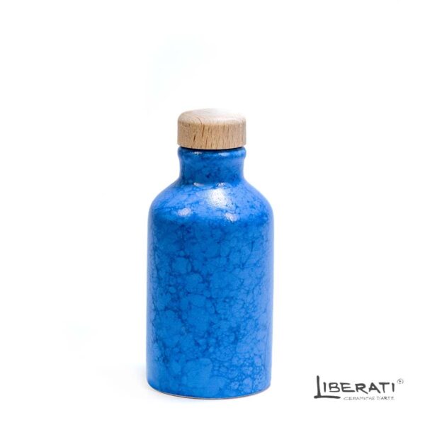 Bottiglia in ceramica artistica smalto opaco bolle blu