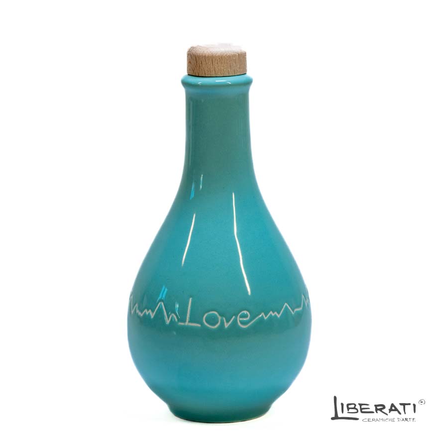 Oliera in ceramica Love inciso tiffany fatto a mano